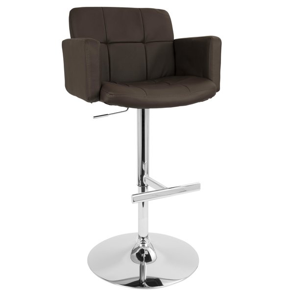 Lumisource Stout Adjustable Swivel Barstool and Brown Faux Leather BS-TW-STOUT BN